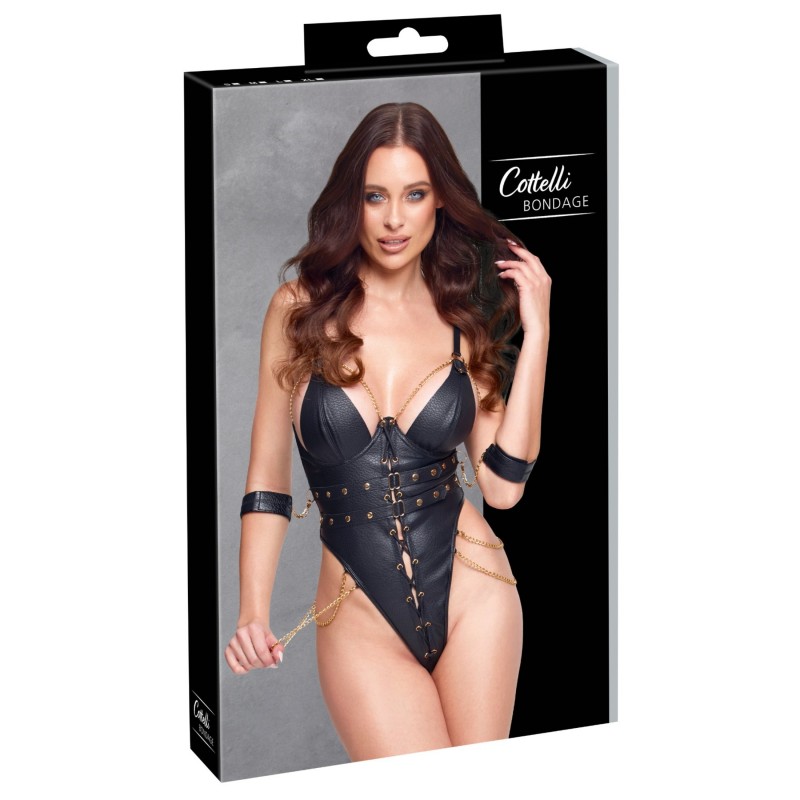 Cottelli - láncos bondage body (fekete) 128586 termék bemutató kép