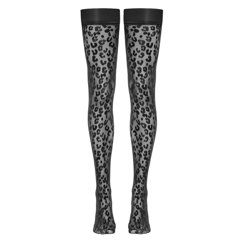 Cottelli Legwear - párduc mintás combfix (fekete) 114318 termék bemutató kép