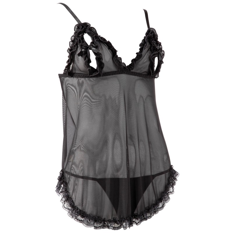 Cottelli - Lenge, fodros babydoll (fekete) 14032 termék bemutató kép