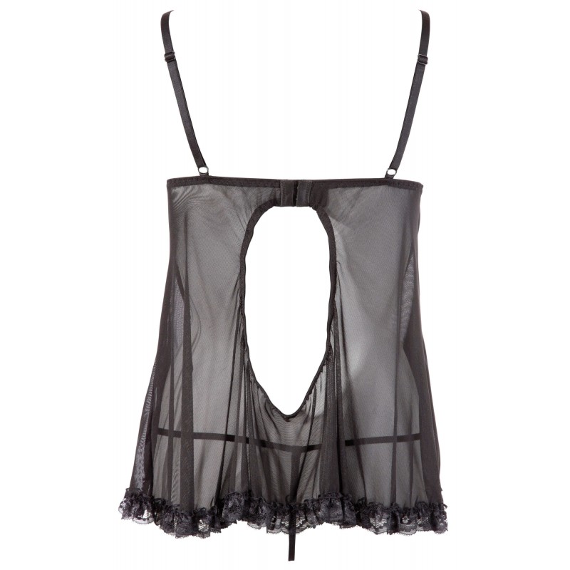 Cottelli - Lenge, fodros babydoll (fekete) 14033 termék bemutató kép