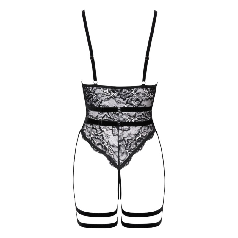 Cottelli - nyitott, pántos szexbody (fekete) 95090 termék bemutató kép