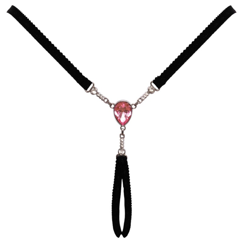 Cottelli - nyitott string tanga csillogó kővel - fekete (S-L) 124895 termék bemutató kép