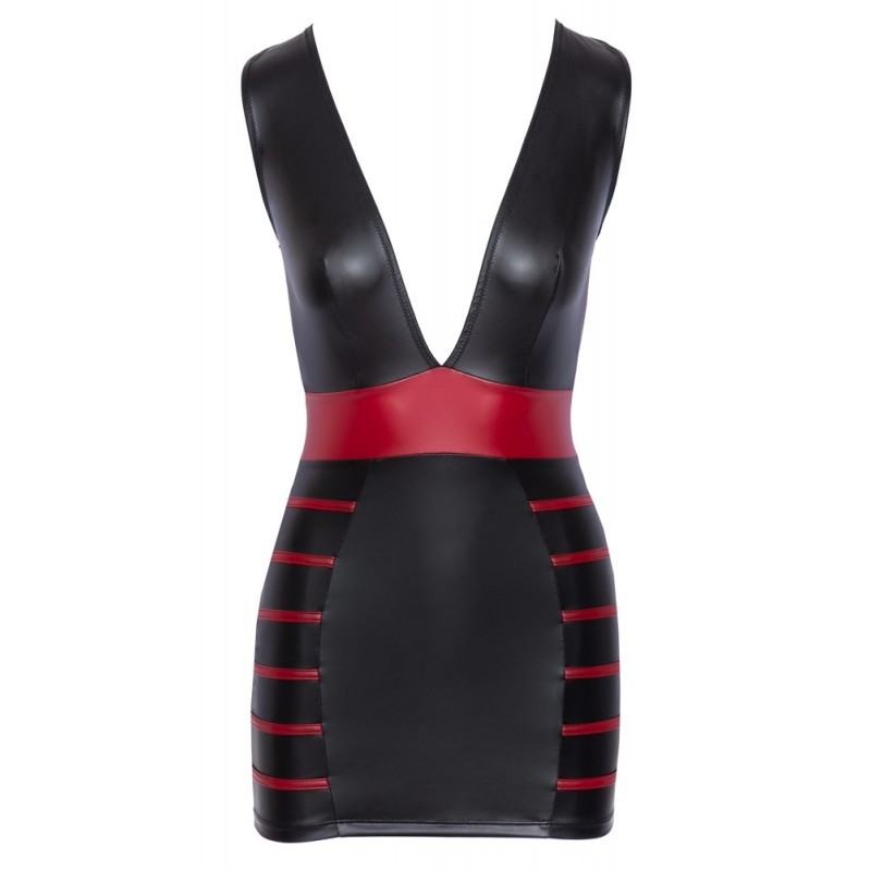 Cottelli Party - csíkos, testre simuló ruha (fekete-vörös) 49360 termék bemutató kép