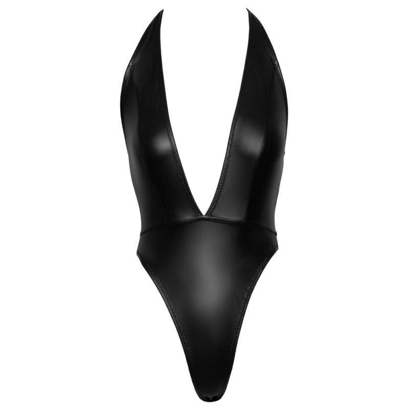 Cottelli Party - fényes, nyakpántos body (fekete) 68922 termék bemutató kép