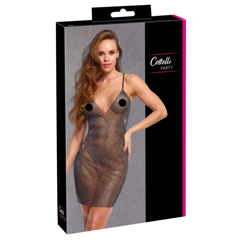 Cottelli Party - szexi láncos hatású miniruha (fekete) - S/M 164324 termék bemutató kép