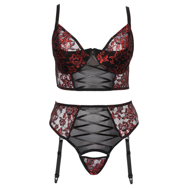 Cottelli Plus Size - állítható melltartó szett (piros) 168994 termék bemutató kép