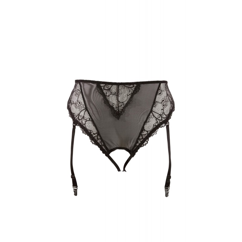 Cottelli Plus Size - csipke harisnyatartós bugyi (fekete) 10613 termék bemutató kép