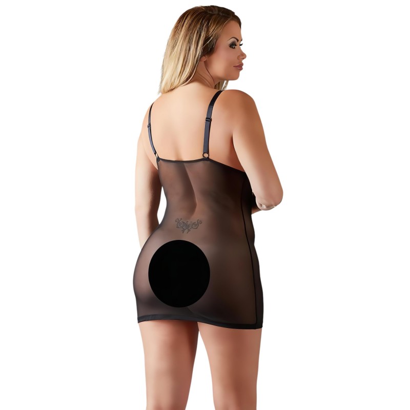 Cottelli Plus Size - csipkés átlátszó hálóing (fekete) 114303 termék bemutató kép