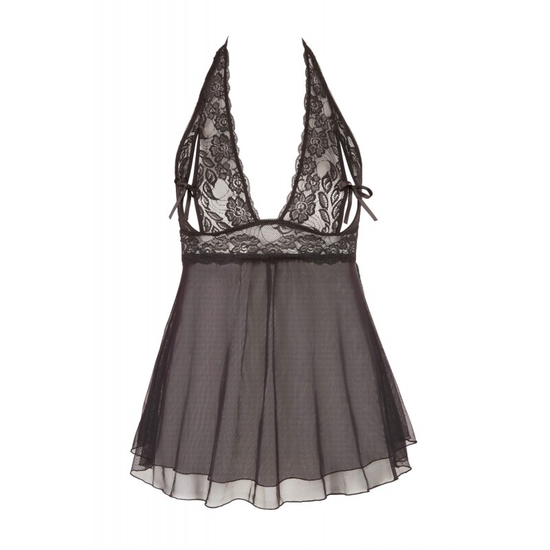 Cottelli Plus Size - csipkés lenge babydoll (fekete) 19744 termék bemutató kép