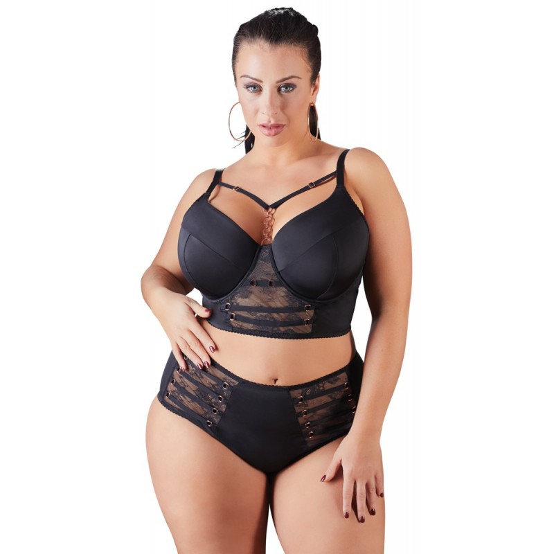 Cottelli Plus Size - pántos-csipkés melltartó (fekete) 30211 termék bemutató kép