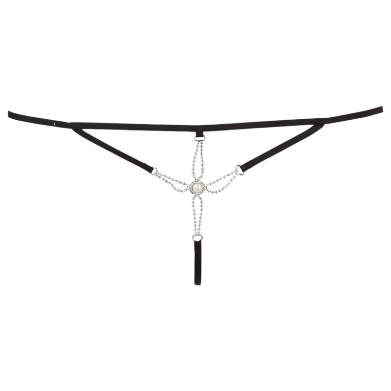 Cottelli - Strasszos női, nyitott tanga (fekete) 110758 termék bemutató kép