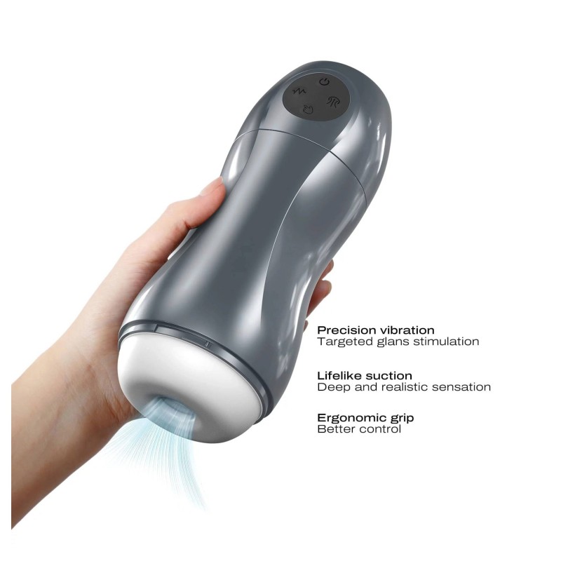 Dorcel Blowjoy Vibe - szívó és vibrációs akkus maszturbátor (szürke) 171172 termék bemutató kép