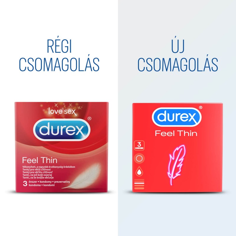Durex Feel Thin - élethű érzés óvszer (3 db) 49477 termék bemutató kép