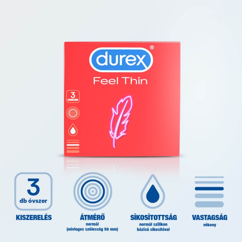 Durex Feel Thin - élethű érzés óvszer (3 db) 49479 termék bemutató kép