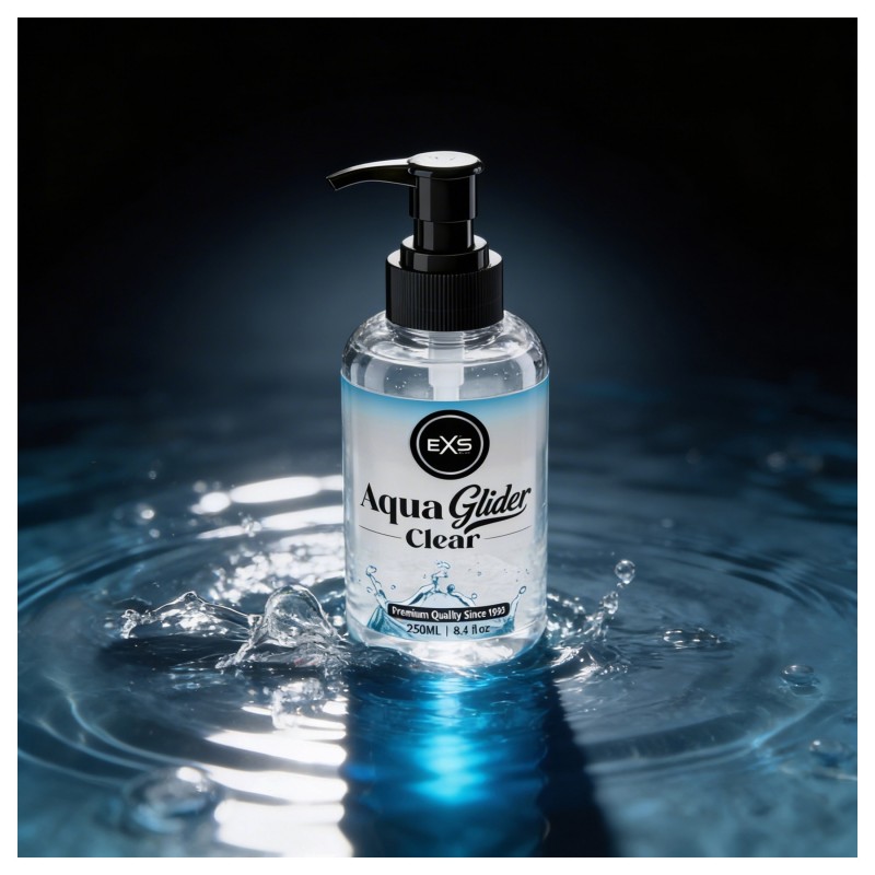 EXS AquaGlider Clear - átlátszó vízbázisú síkosító pumpás flakonban (250ml) 171184 termék bemutató kép