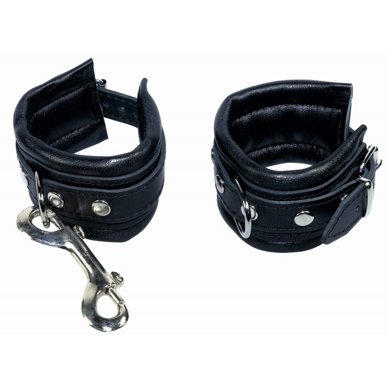 ZADO - bőr csukló bilincs és karabiner (fekete) 5556 termék bemutató kép