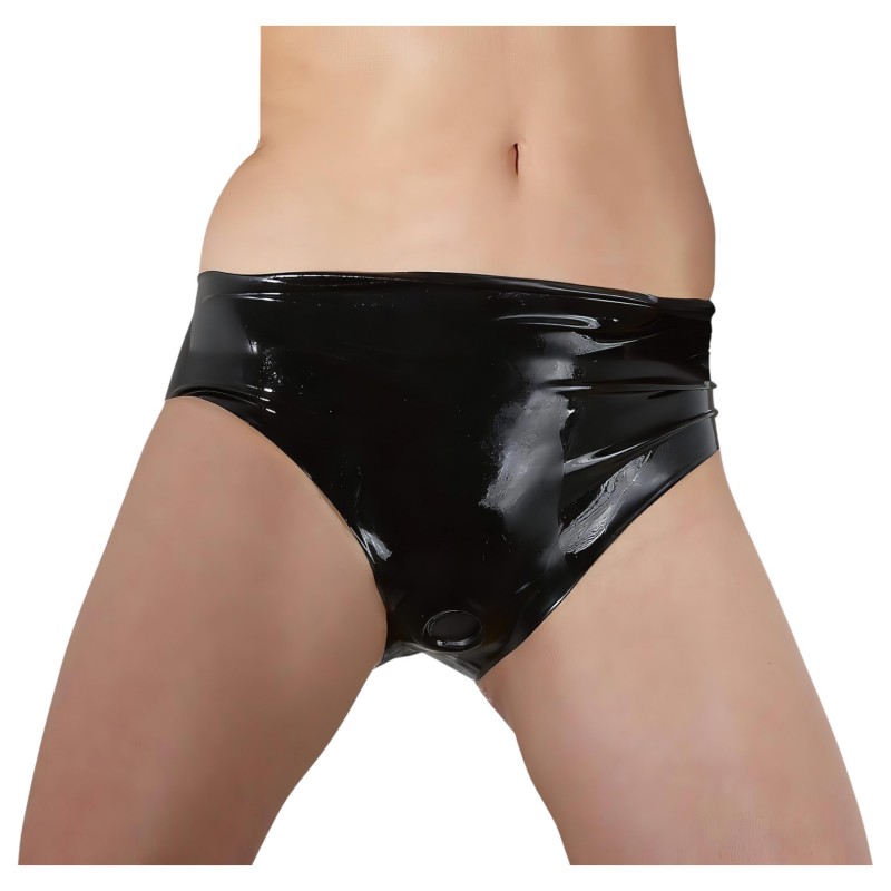 Late X - női latex bugyi belső dildóval (fekete) 154612 termék bemutató kép