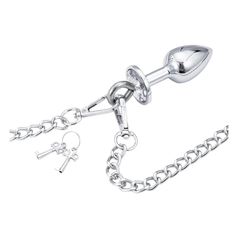 LateToBed BDSM - bilincsek anál pluggal (ezüst) 93641 termék bemutató kép