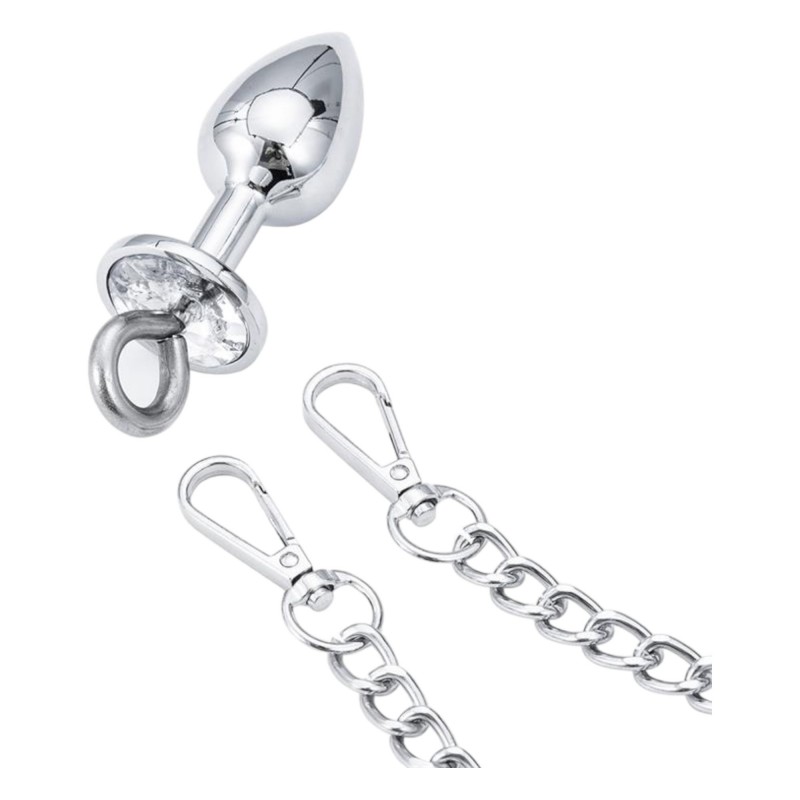 LateToBed BDSM - bilincsek anál pluggal (ezüst) 93642 termék bemutató kép