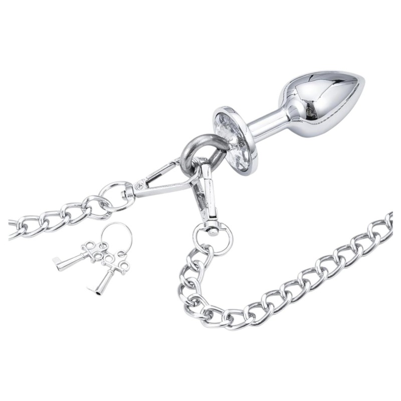 LateToBed BDSM - bilincsek anál pluggal (ezüst) 99491 termék bemutató kép