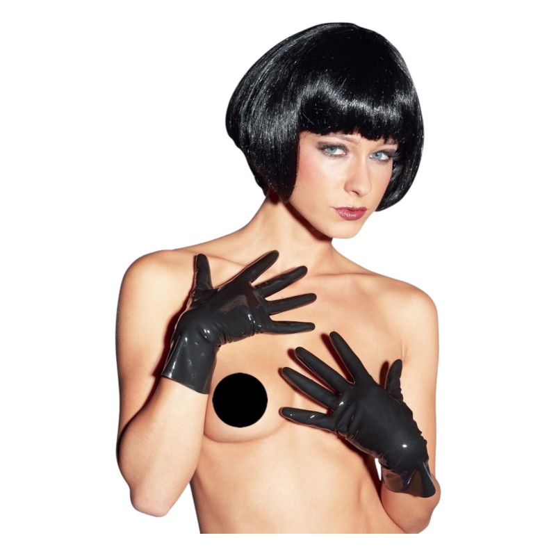 LATEX - rövid, unisex kesztyű (fekete) 89509 termék bemutató kép