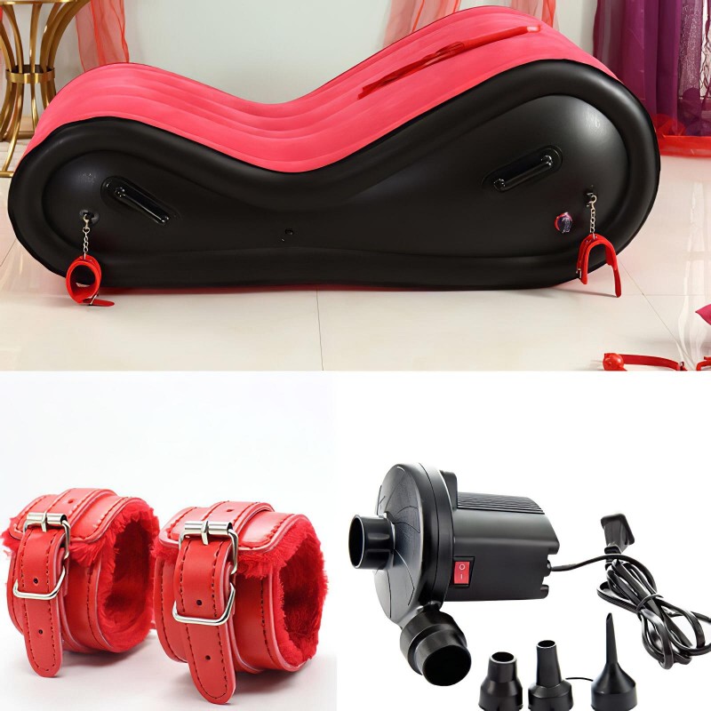 Desirel Magic Pillow - felfújható BDSM szexbútor - bilinccsel (piros) 110952 termék bemutató kép
