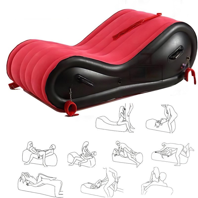 Desirel Magic Pillow - felfújható BDSM szexbútor - bilinccsel (piros) 110953 termék bemutató kép