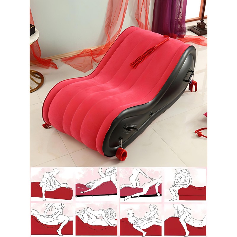 Desirel Magic Pillow - felfújható BDSM szexbútor - bilinccsel (piros) 110954 termék bemutató kép