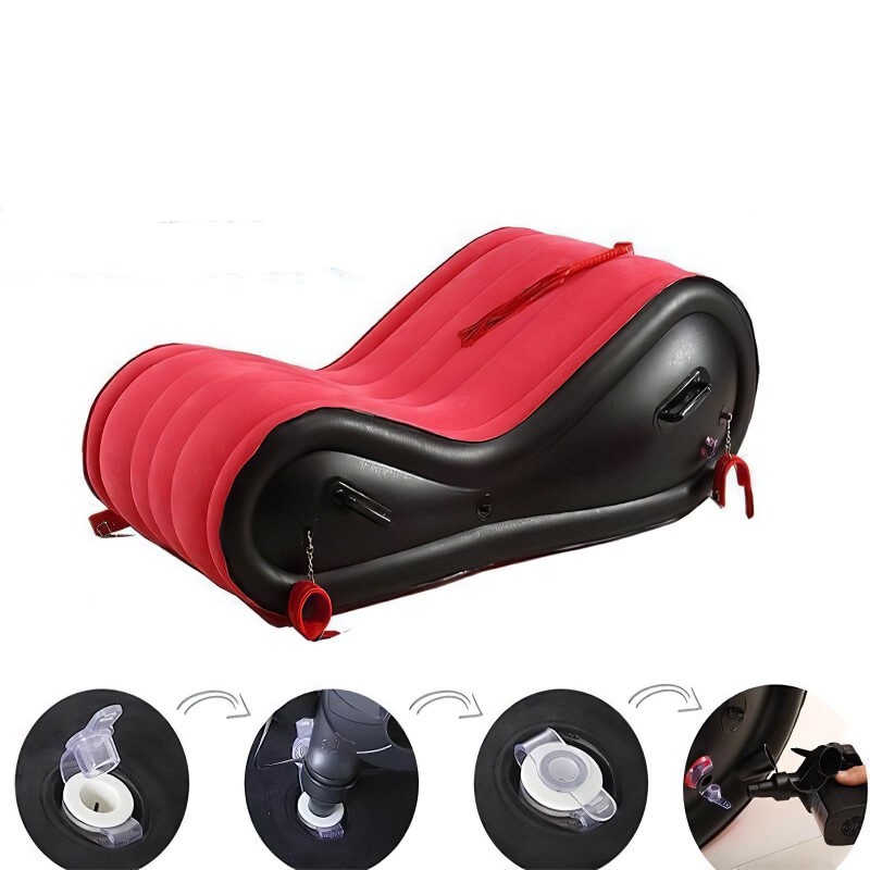 Desirel Magic Pillow - felfújható BDSM szexbútor - bilinccsel (piros) 110957 termék bemutató kép