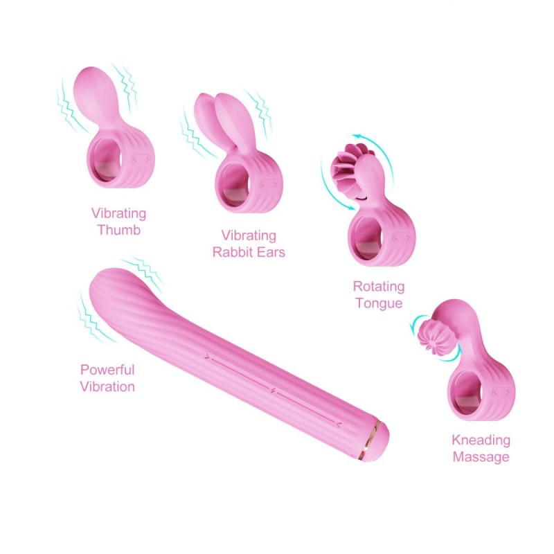 Magic Stick - vibrátor cserélhető csiklókarral (pink) 90239 termék bemutató kép
