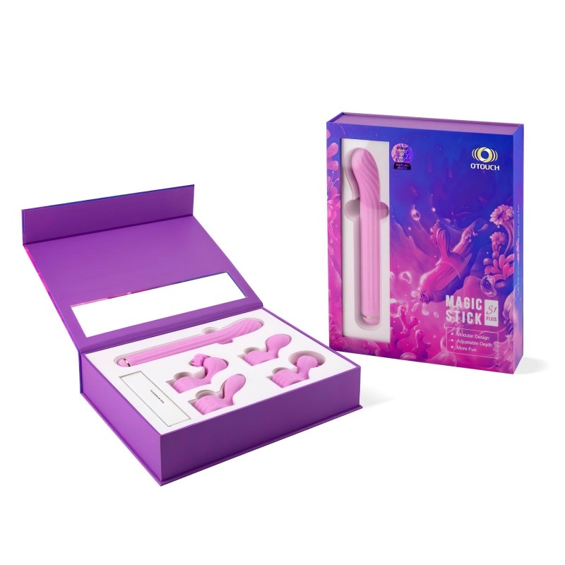 Magic Stick - vibrátor, cserélhető feltétekkel (pink) 111945 termék bemutató kép