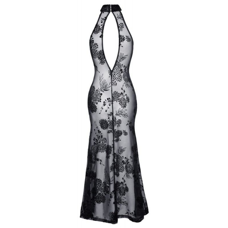 Noir - áttetsző, virágos, hosszú ruha (fekete) 70668 termék bemutató kép
