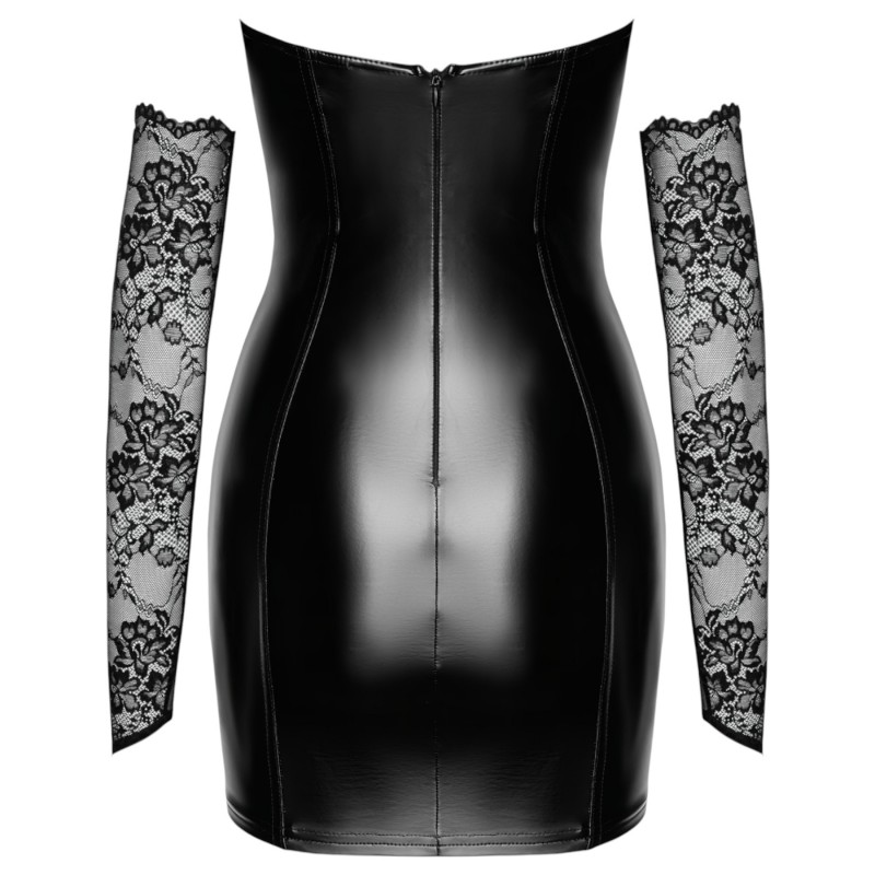 Noir - fényes ruha csipke berakással (fekete) 97848 termék bemutató kép