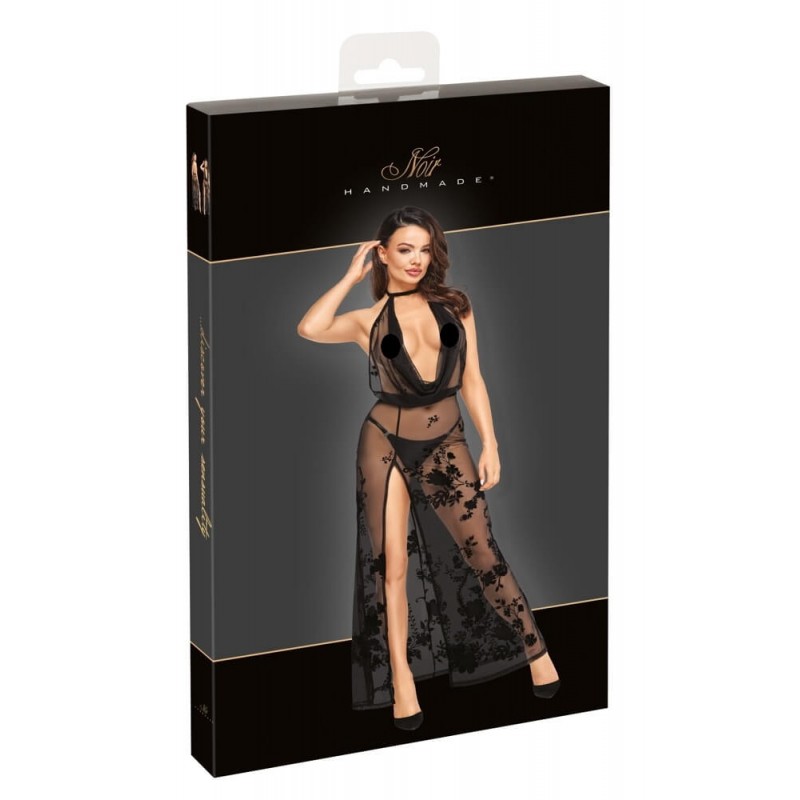 Noir - teljesen átlátszó virágmintás maxiruha (fekete) 90542 termék bemutató kép