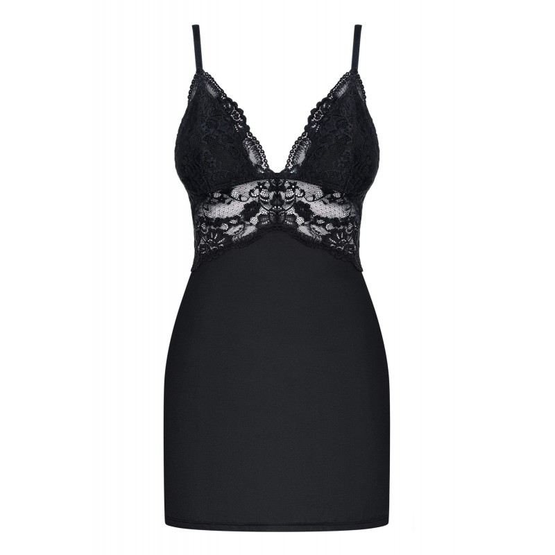 Obsessive 810-CHE-1 - csipkés hálóruha tangával (fekete) 54620 termék bemutató kép