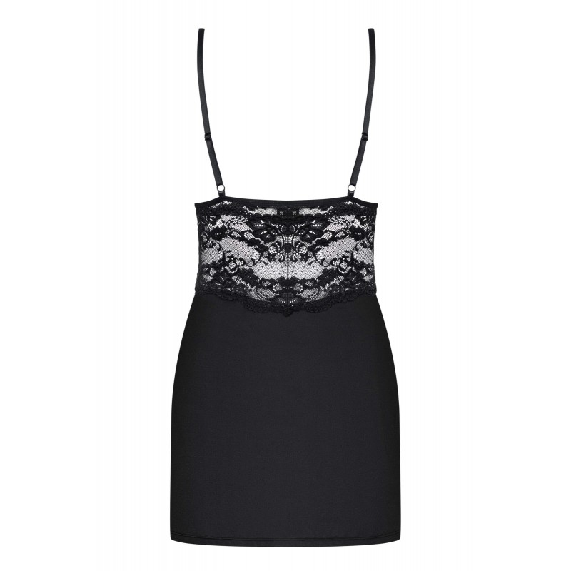 Obsessive 810-CHE-1 - csipkés hálóruha tangával (fekete) 54621 termék bemutató kép