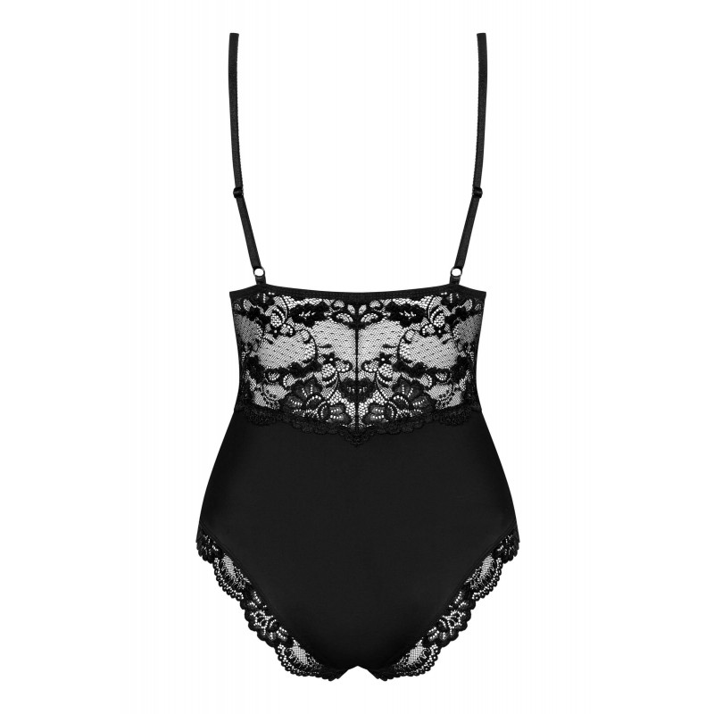 Obsessive 810-TED-1 - csipkével díszített, rugalmas body (fekete) 58026 termék bemutató kép