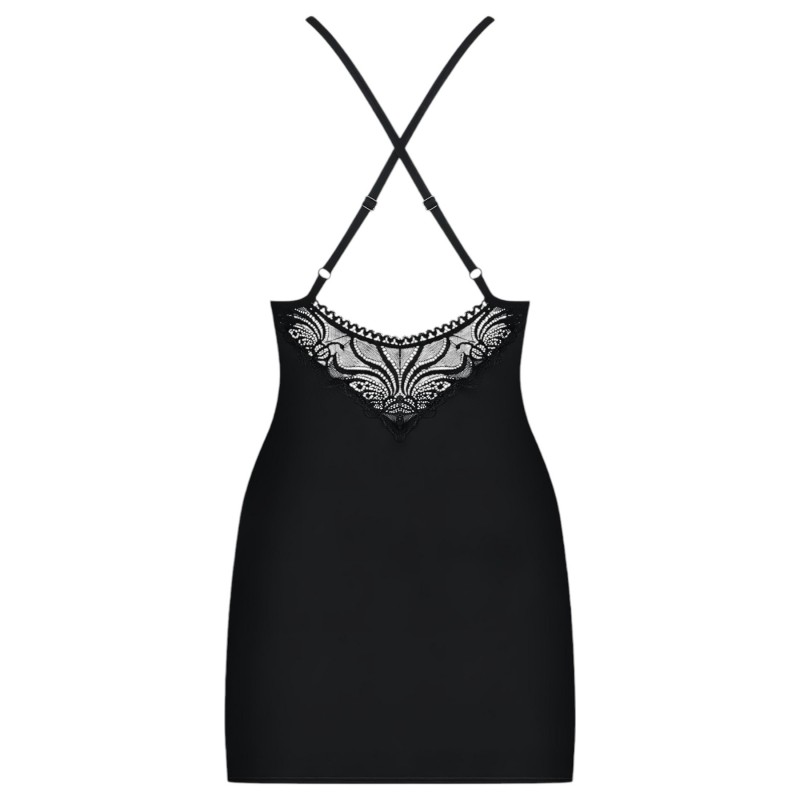 Obsessive 828-CHE-1 - strasszos pántos ruha és tanga (fekete) 111078 termék bemutató kép