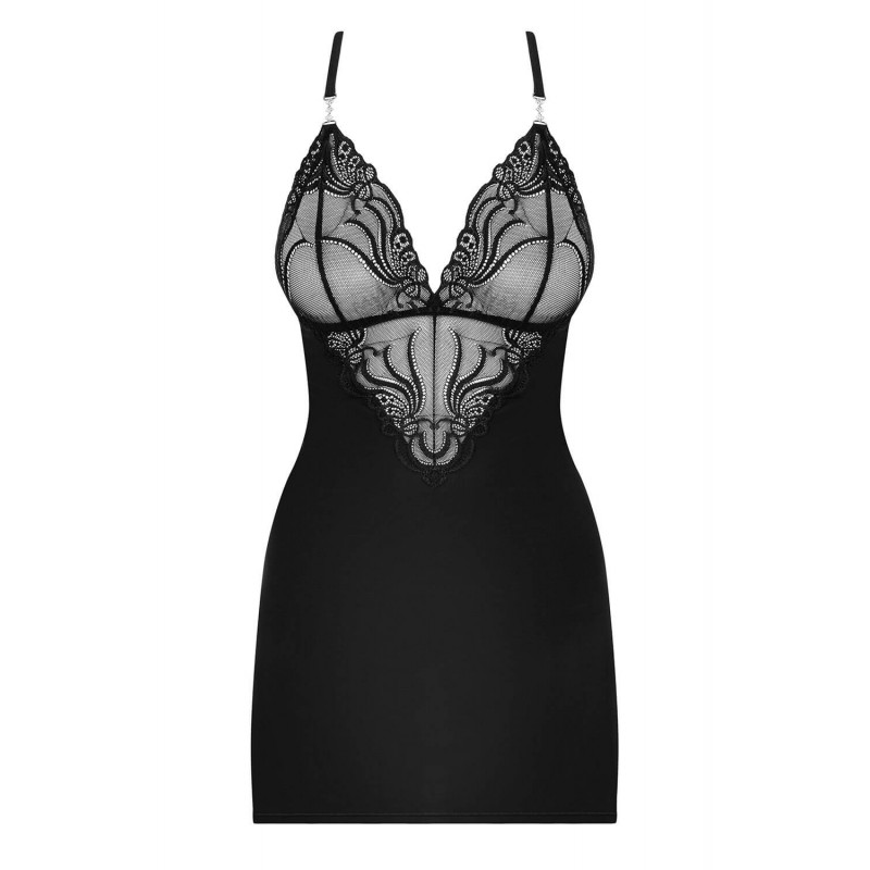 Obsessive 828-CHE-1 - strasszos pántos ruha tangával (fekete) 27085 termék bemutató kép