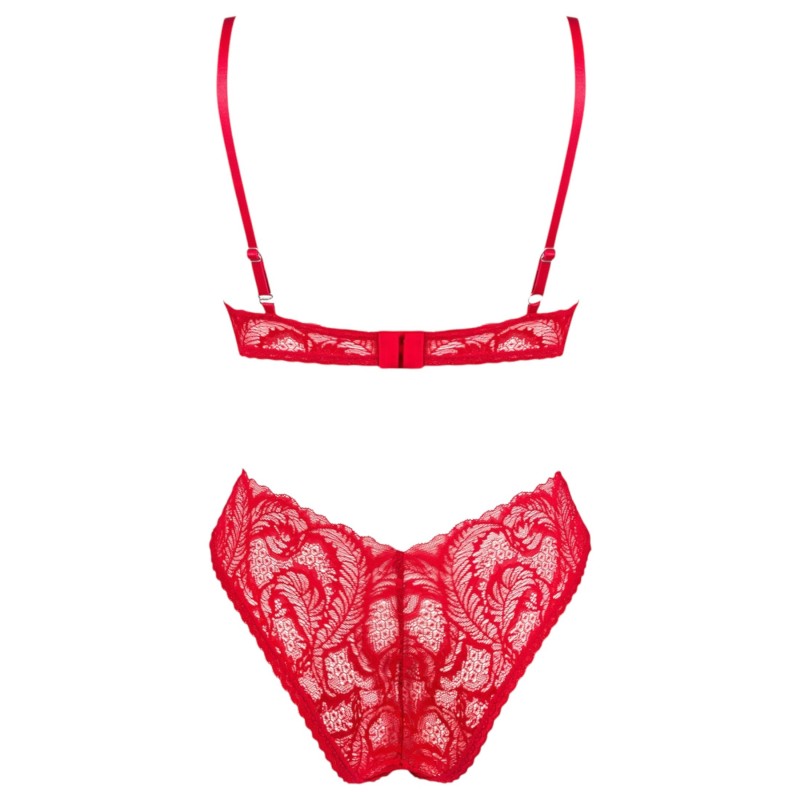 Obsessive Atenica - keresztpántos fehérnemű szett (piros) 98233 termék bemutató kép