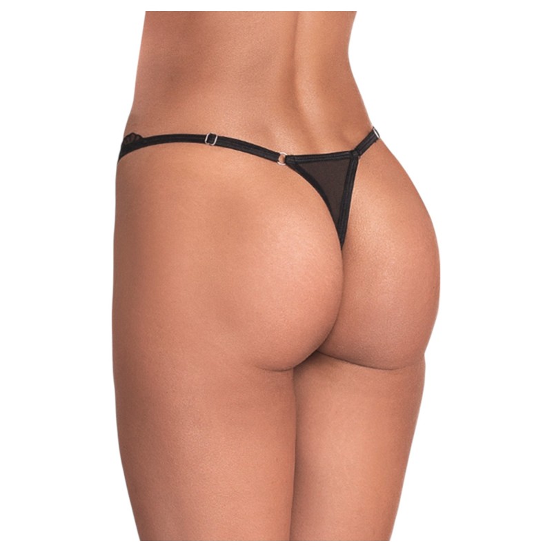 Obsessive - áttetsző, csipkés tanga (fekete) 120682 termék bemutató kép