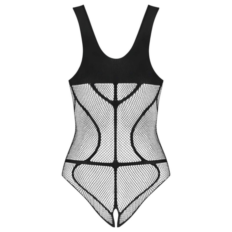 Obsessive B336 - átlátszó, nyitott fekete necc body (S-L) 153410 termék bemutató kép