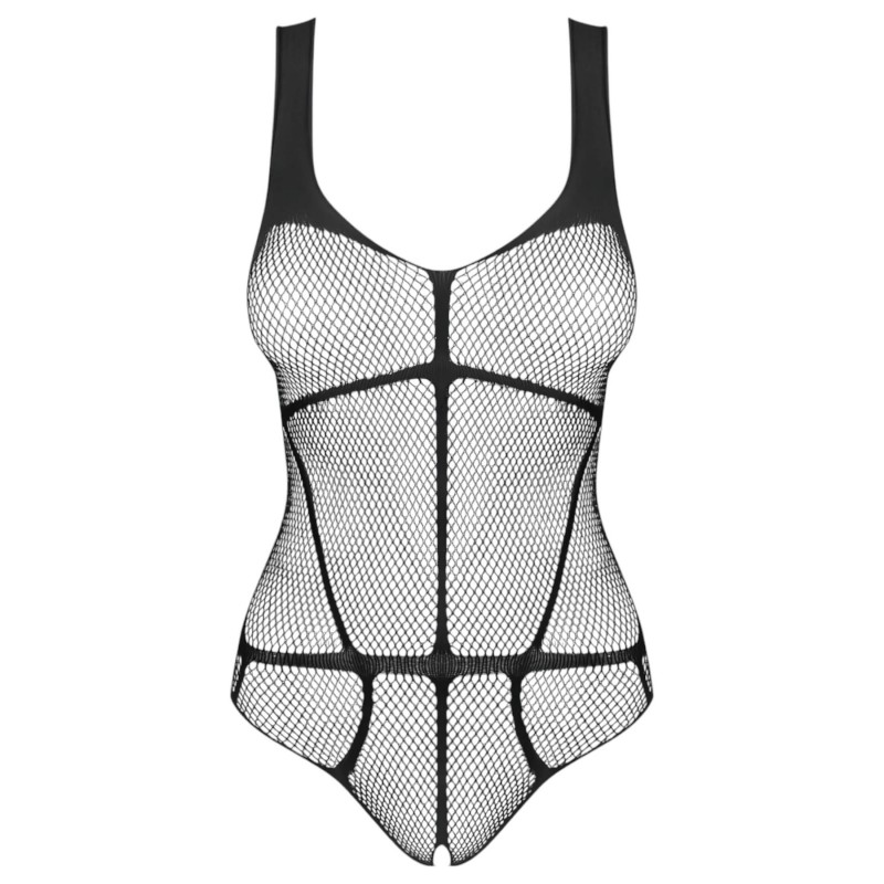 Obsessive B336 - átlátszó, nyitott necc body (fekete) - S-L 107872 termék bemutató kép