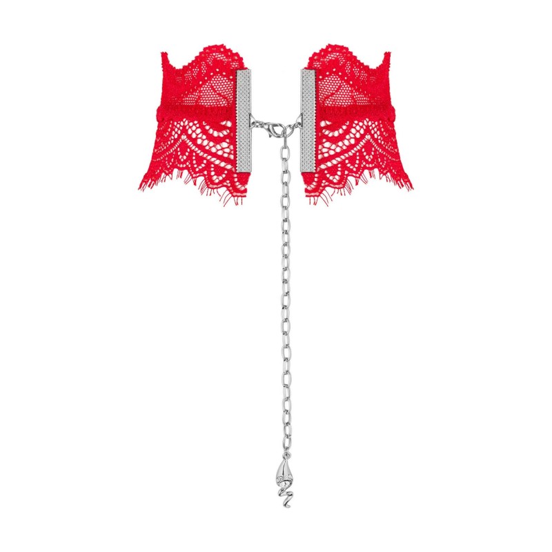 Obsessive Bergamore - csipkés nyakpánt lánccal (piros) S-L 78067 termék bemutató kép