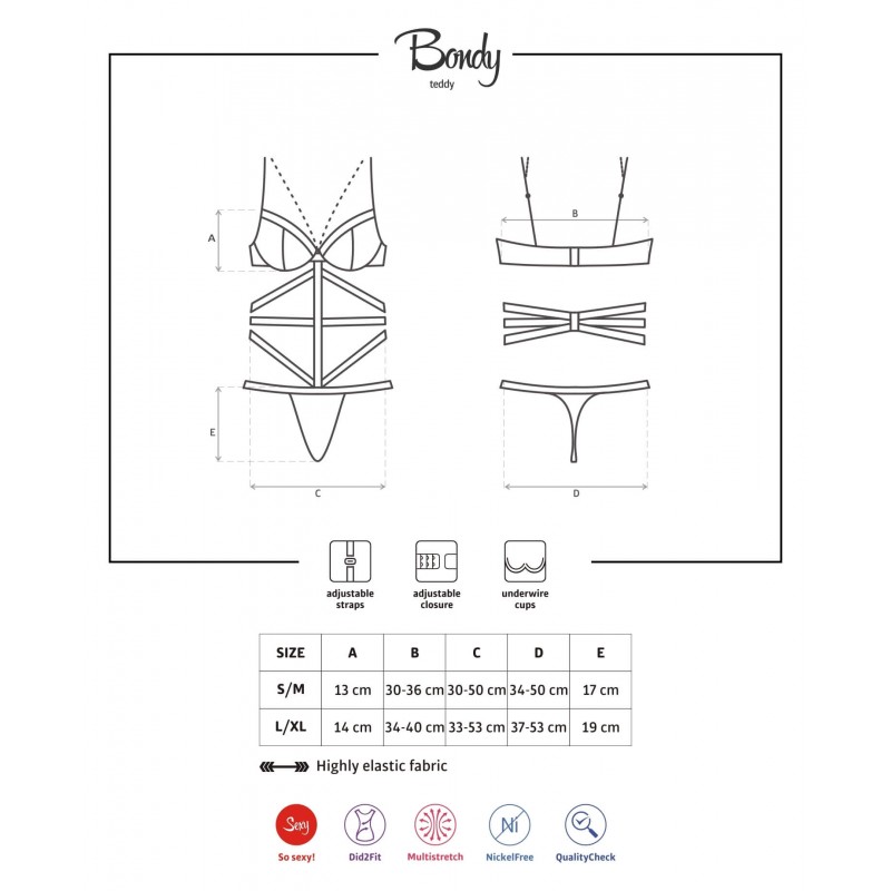 Obsessive Bondy - láncos-pántos body (fekete) 22654 termék bemutató kép