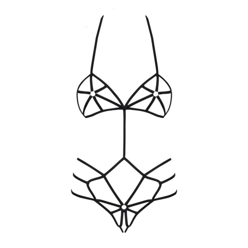 Obsessive - dísz testhám body (fekete) - S/M 86089 termék bemutató kép