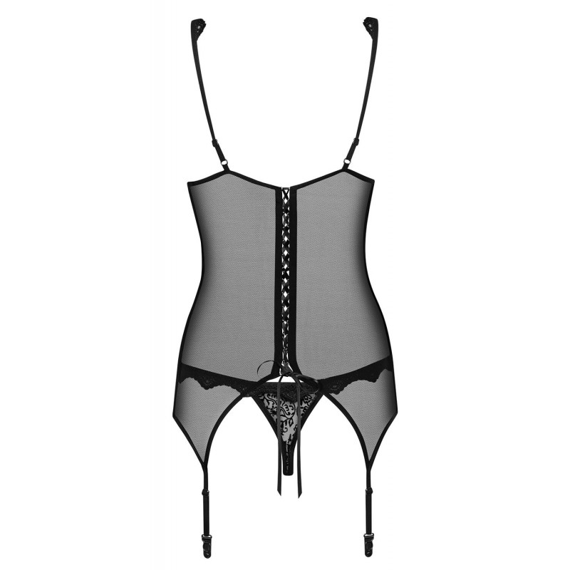 Obsessive Emperita - apró hímzéses felső és tanga (fekete) 27107 termék bemutató kép