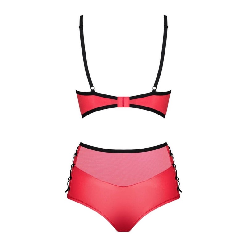 Obsessive Leatheria - bőr hatású melltartó szett (piros) - S/M 86081 termék bemutató kép