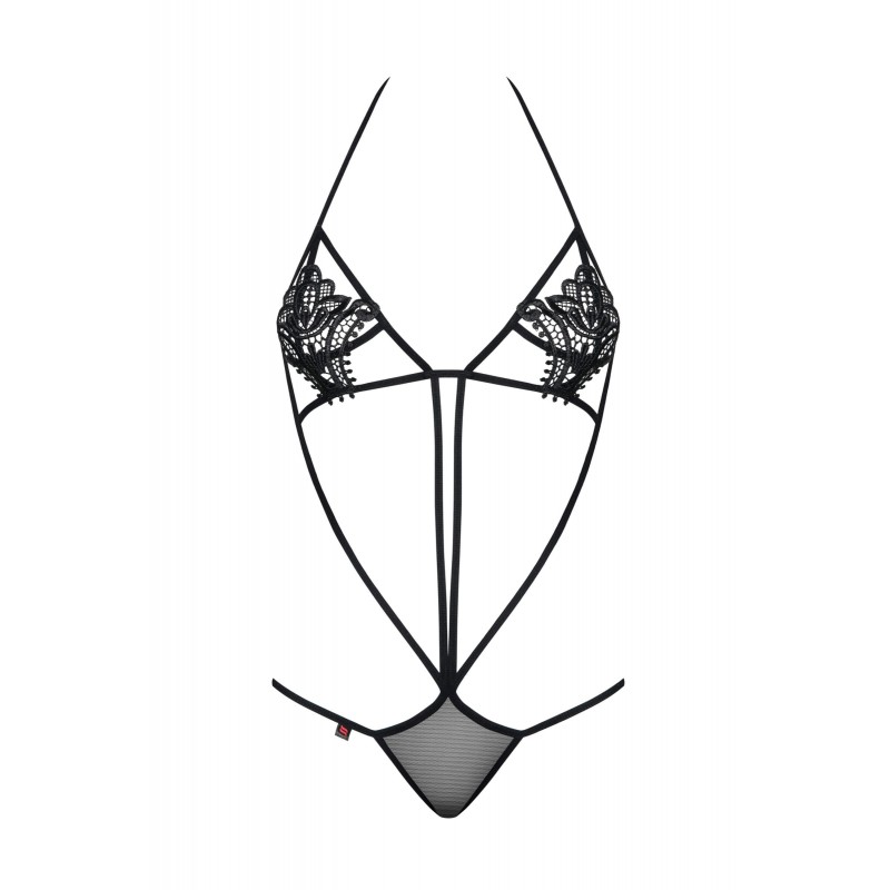 Obsessive Luiza - tulipános, pántos body (fekete) 22637 termék bemutató kép