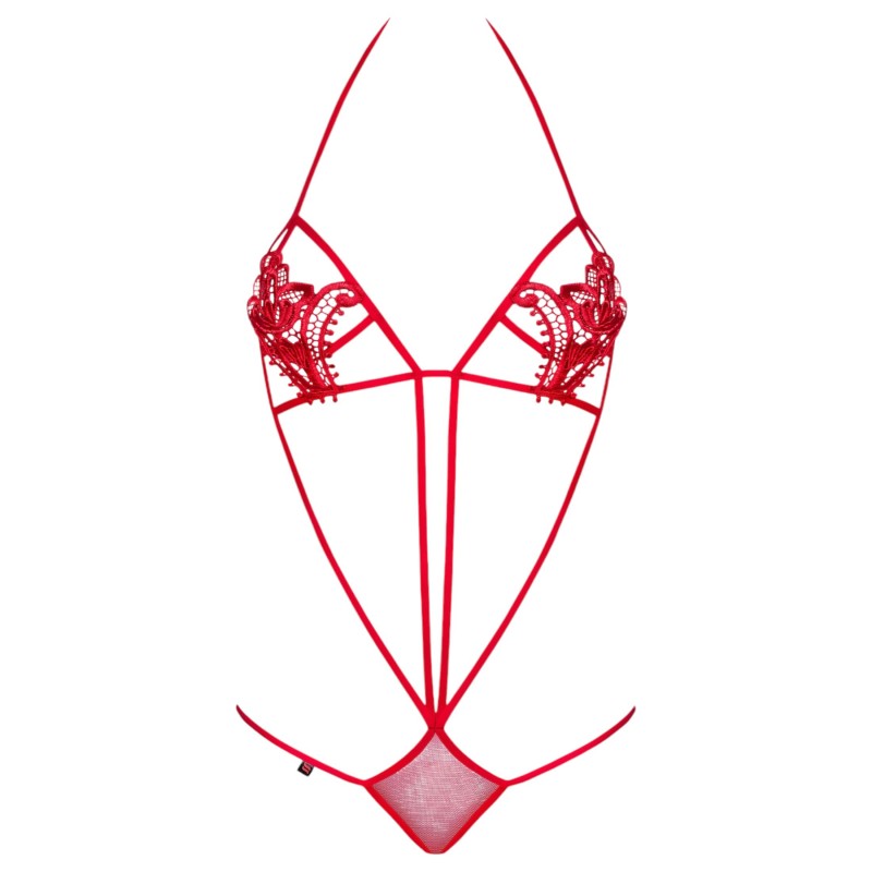 Obsessive Luiza - tulipános, pántos, piros body (S/M) 153082 termék bemutató kép